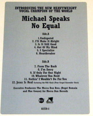 Michael Speaks : No Equal (LP, Promo)