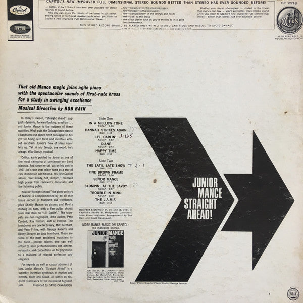 Junior Mance : Straight Ahead! (LP)