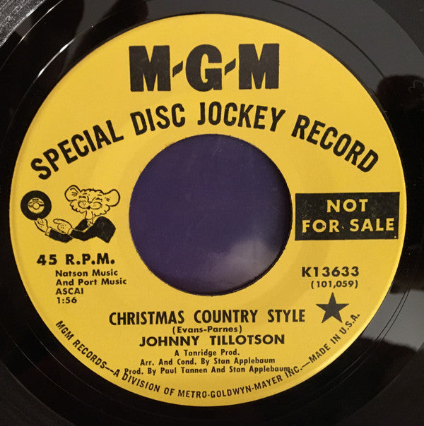 Johnny Tillotson : Christmas Country Style / Christmas Is The Best Of All (7", Promo)
