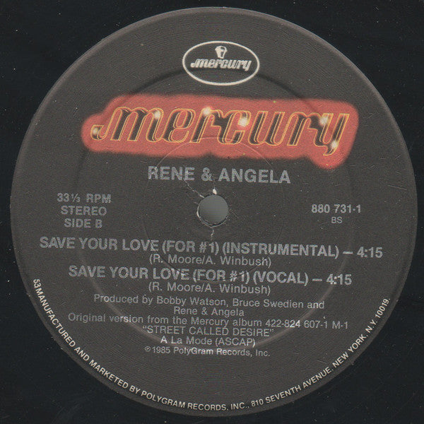 René & Angela : Save Your Love (For #1) (12")