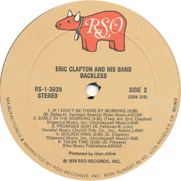 Eric Clapton : Backless (LP, Album, Gat)