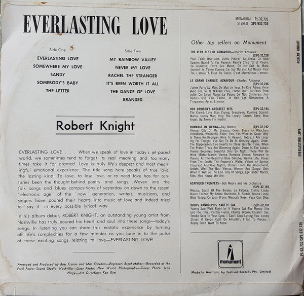 Robert Knight : Everlasting Love (LP, Album, Mono)