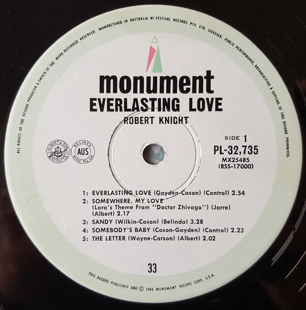 Robert Knight : Everlasting Love (LP, Album, Mono)