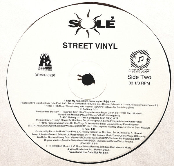 Solé : Street Vinyl (12", Promo, Smplr)
