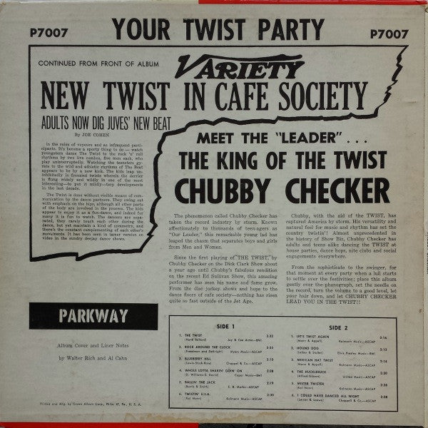 Chubby Checker : Your Twist Party (With The King Of Twist) (LP, Album, Mono)