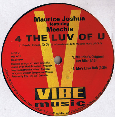 Maurice Joshua Featuring Meechie : 4 The Luv Of U (12")