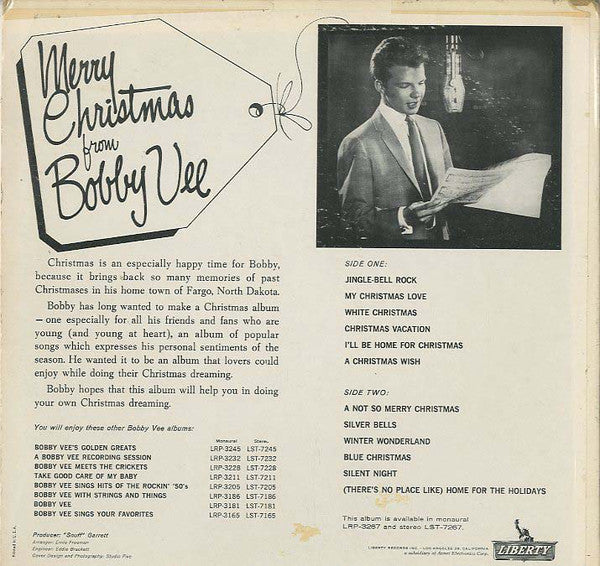 Bobby Vee : Merry Christmas From Bobby Vee (LP, Album, Mono)