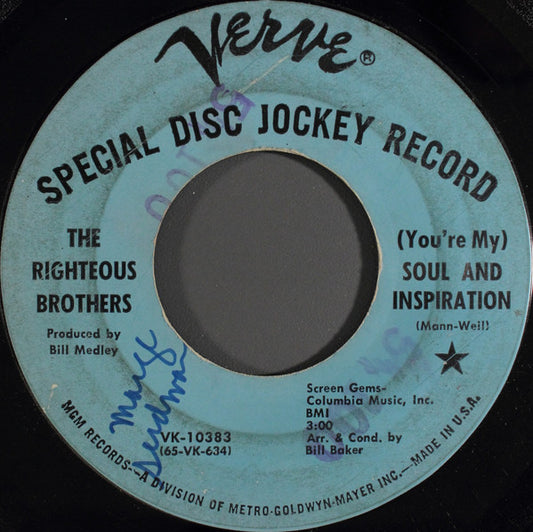 The Righteous Brothers : (You're My) Soul And Inspiration (7", Single, Promo)