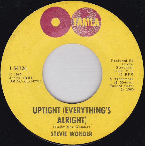 Stevie Wonder : Uptight (Everything's Alright) (7", Mono, ARP)