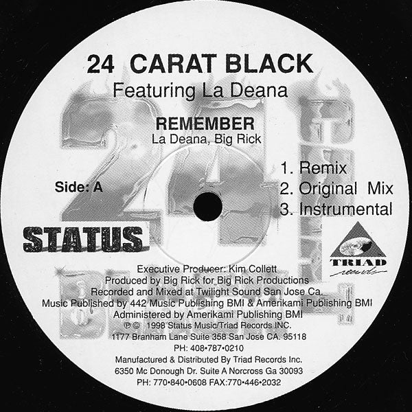 24 Carat Black (2) : Remember (12")