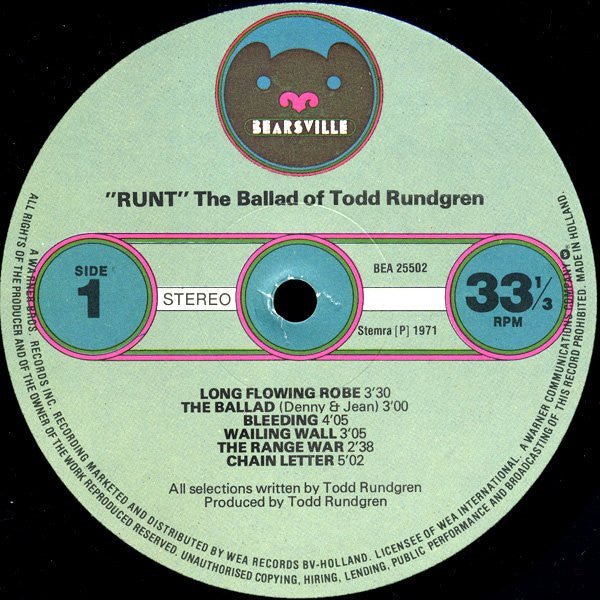 Runt.* : The Ballad Of Todd Rundgren (LP, Album, RE)