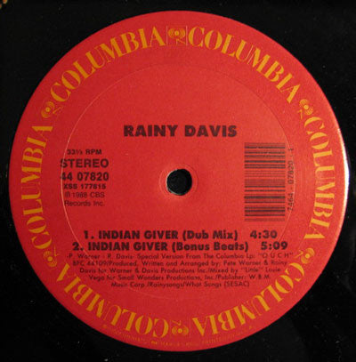 Rainy Davis : Indian Giver (12", Single)