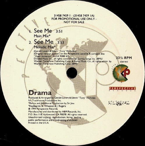 Drama (6) : See Me (12", Single, Promo)