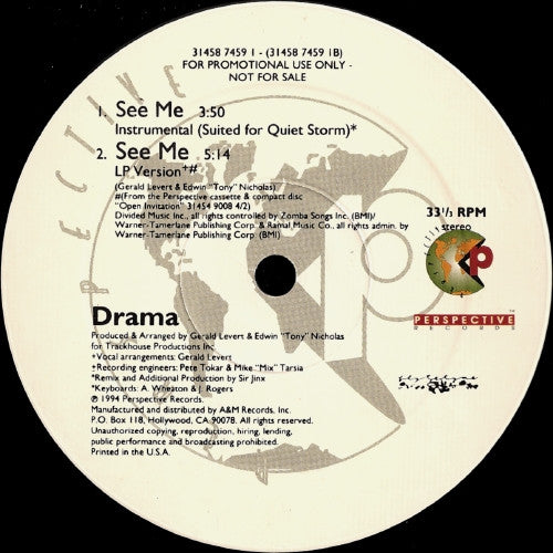 Drama (6) : See Me (12", Single, Promo)