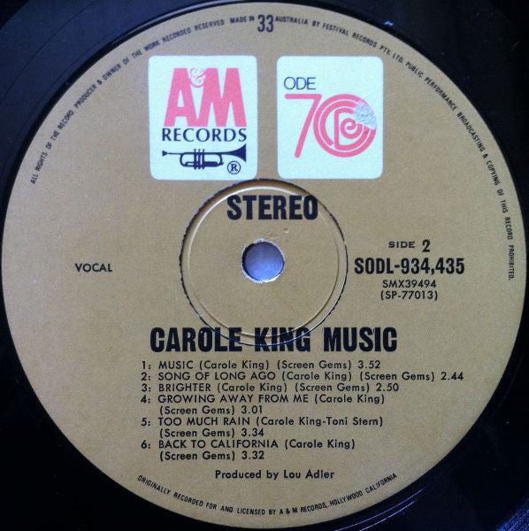 Carole King : Music (LP, Album, Gat)