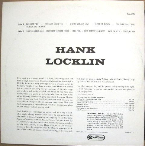 Hank Locklin : Hank Locklin (LP, Mono)