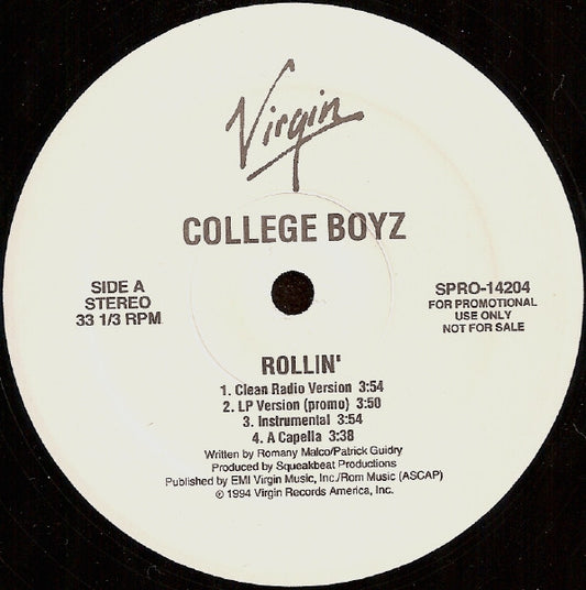 College Boyz : Rollin' (12", Promo)