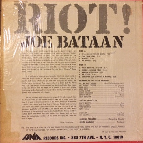 Joe Bataan : Riot! (LP, Album, RE)