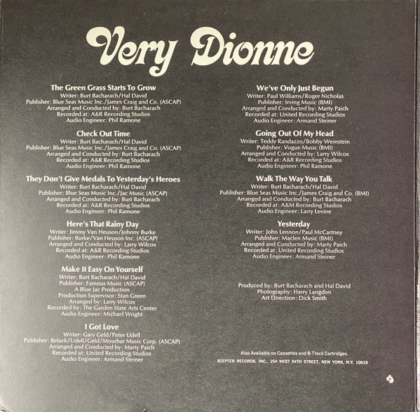 Dionne Warwick : Very Dionne (LP, Album, Mon)