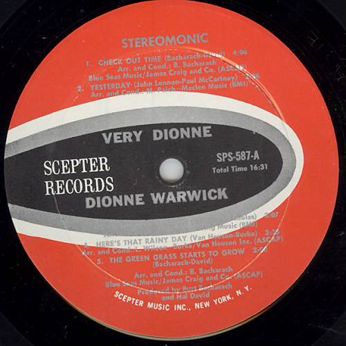 Dionne Warwick : Very Dionne (LP, Album, Mon)