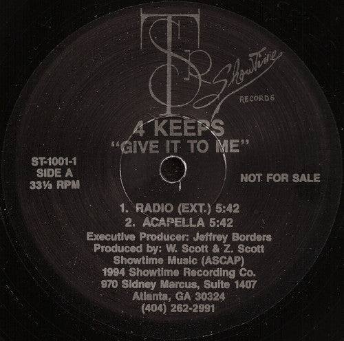 4 Keeps : Give It To Me (12", Promo)