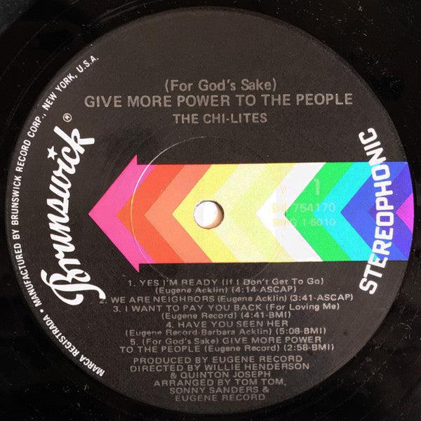 The Chi-Lites : (For God's Sake) Give More Power To The People (LP, Album, Scr)