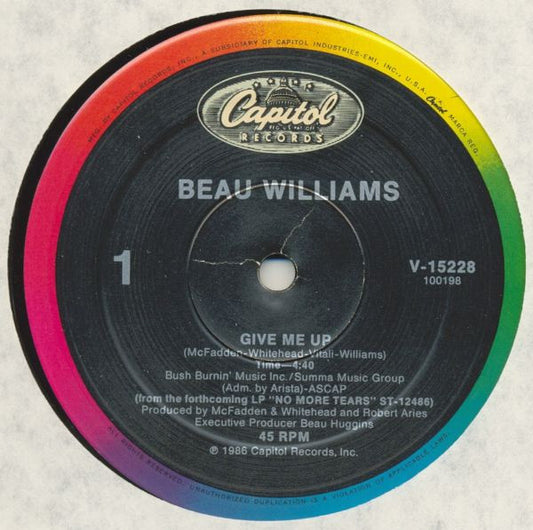 Beau Williams : Give Me Up (12" Dance Mix) (12", Single)