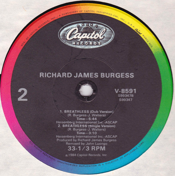 Richard James Burgess : Breathless (12")