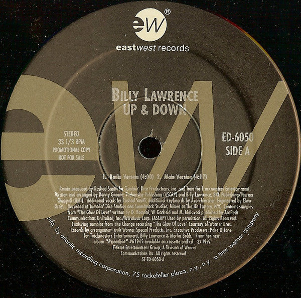 Billy Lawrence : Up & Down (12", Promo)