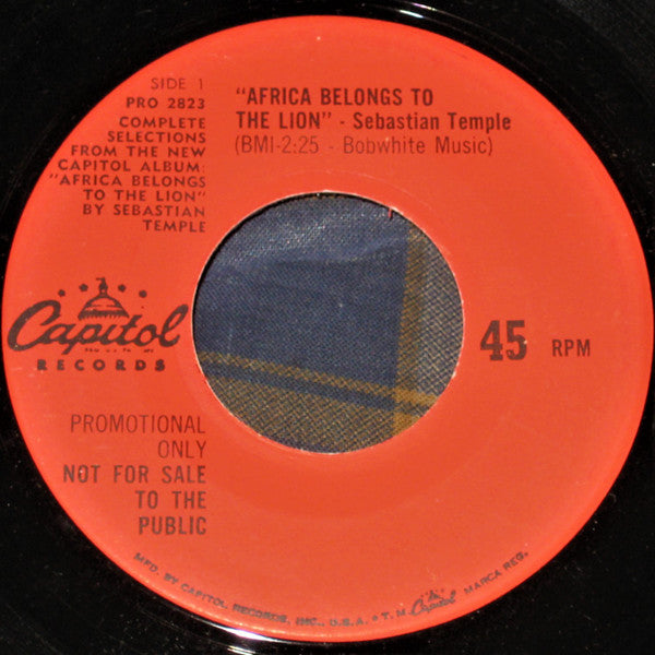 Sebastian Temple : Africa Belongs To The Lion (7", Promo)