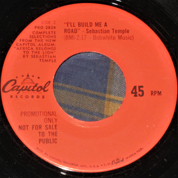 Sebastian Temple : Africa Belongs To The Lion (7", Promo)