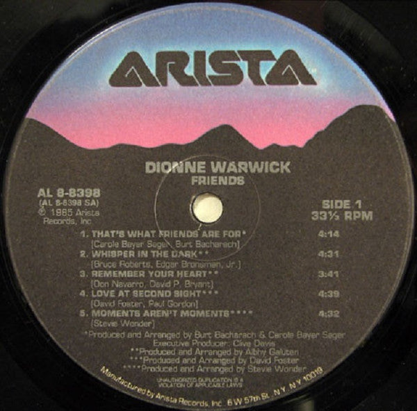 Dionne Warwick : Friends (LP, Album, Ind)