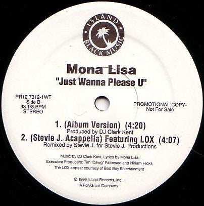 Mona Lisa (2) : Just Wanna Please U (12", Promo)