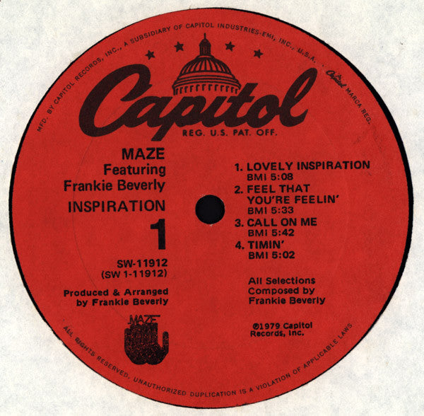 Maze Featuring Frankie Beverly : Inspiration (LP, Album, Los)