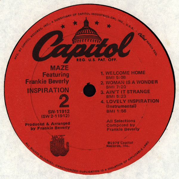 Maze Featuring Frankie Beverly : Inspiration (LP, Album, Los)