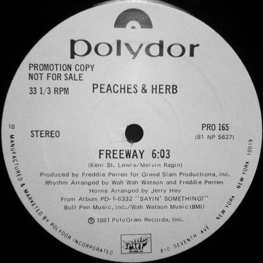 Peaches & Herb : Freeway (12", Mono, Promo)