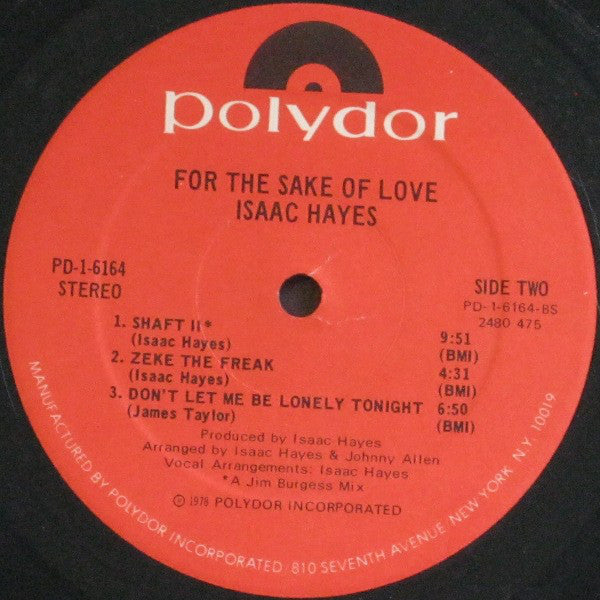 Isaac Hayes : For The Sake Of Love (LP, Album, Pre)