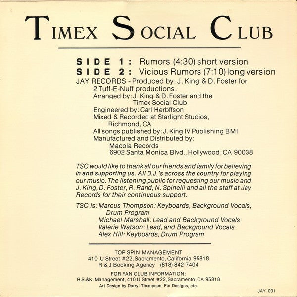 Timex Social Club : Rumors (12", tan)