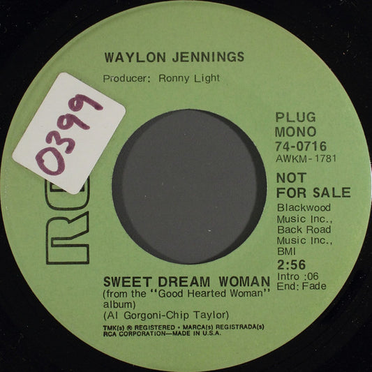 Waylon Jennings : Sweet Dream Woman (7", Mono, Promo)