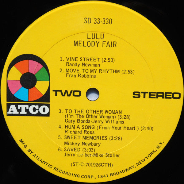 Lulu : Melody Fair (LP, Album, CTH)