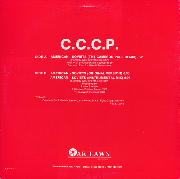 C.C.C.P. : American - Soviets (The Cameron Paul Remix) (12", Single)