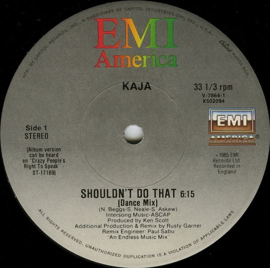 Kaja : Shouldn't Do That (12", Single)