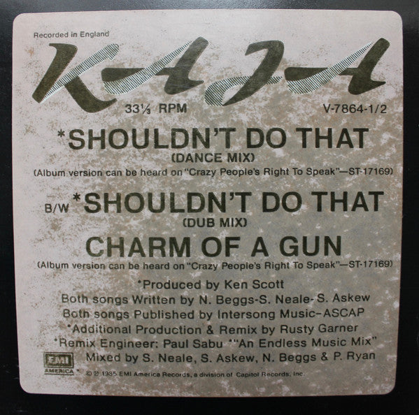 Kaja : Shouldn't Do That (12", Single)