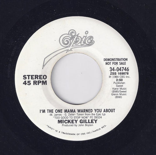 Mickey Gilley : I'm The One Mama Warned You About (7", Promo)