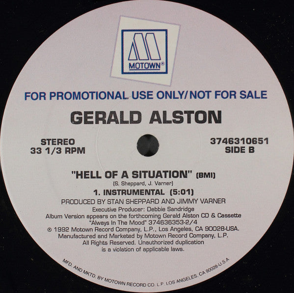 Gerald Alston : Hell Of A Situation (12", Promo)