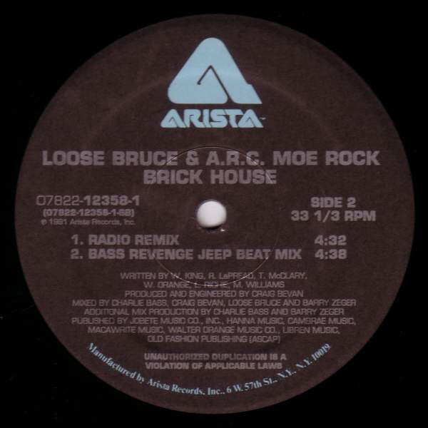 Loose Bruce & A.R.C. Moe Rock : Brick House (12")