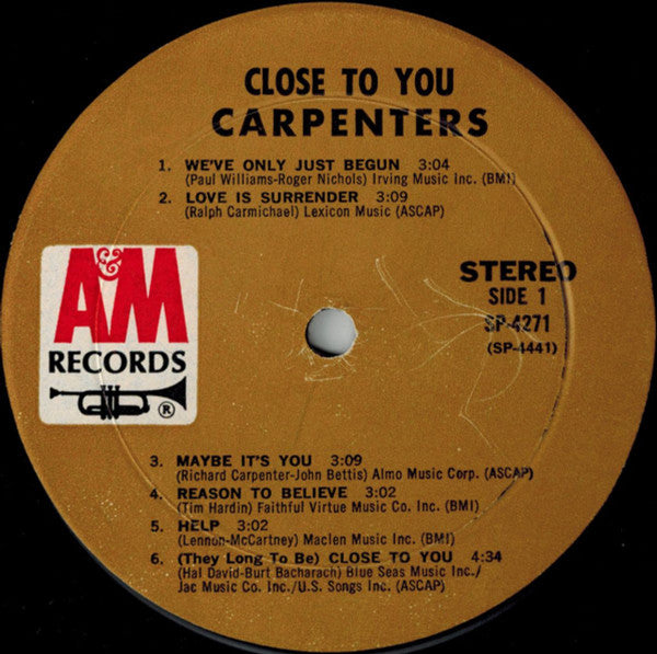 Carpenters : Close To You (LP, Album, Mon)