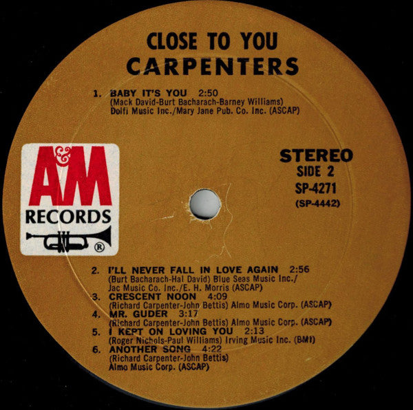 Carpenters : Close To You (LP, Album, Mon)