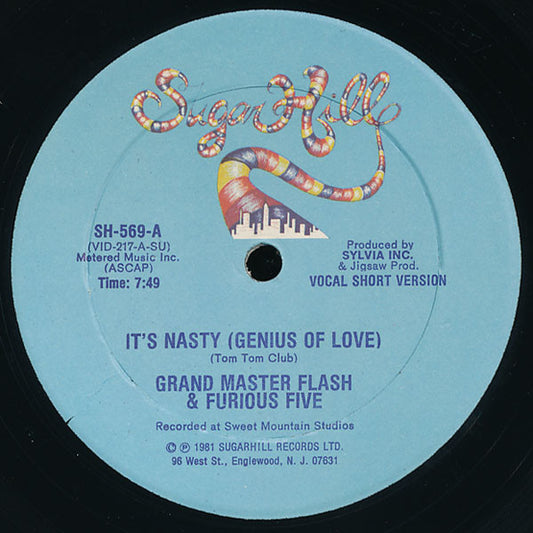Grandmaster Flash & The Furious Five : It's Nasty (Genius Of Love) (12", Blu)